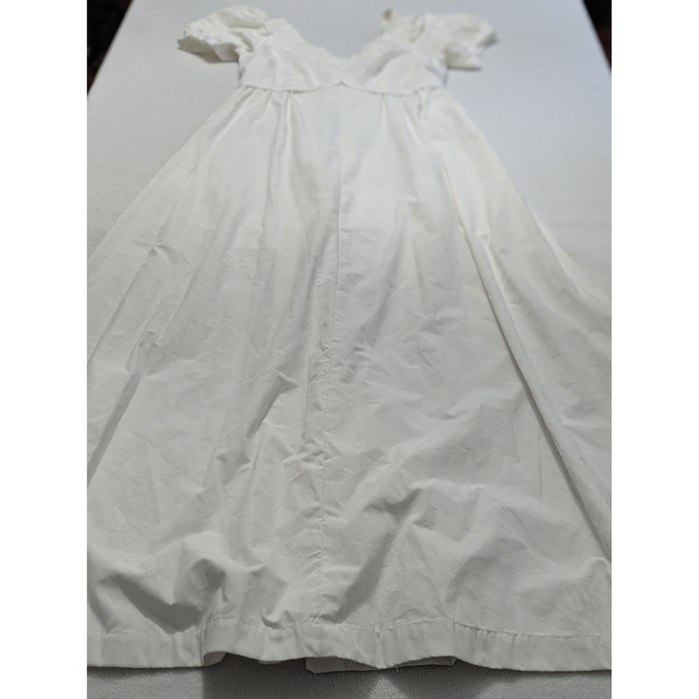Princess Kaiulani Hawaii White Floral Damask Muumuu Bridal Dress Vtg 90s 12